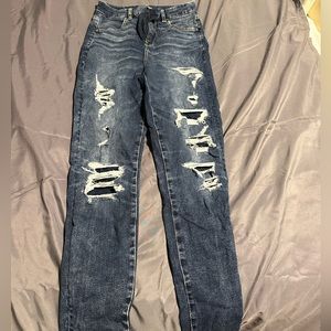 American eagle size 0 curvy super high rise jeans.
